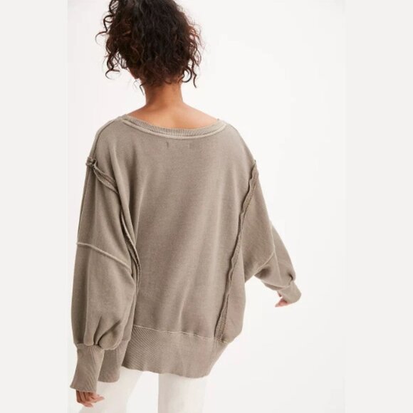 Free People We The Free Dolphin Camden Oversized Sweatshirt Size Large 41272 - Picture 2 of 11